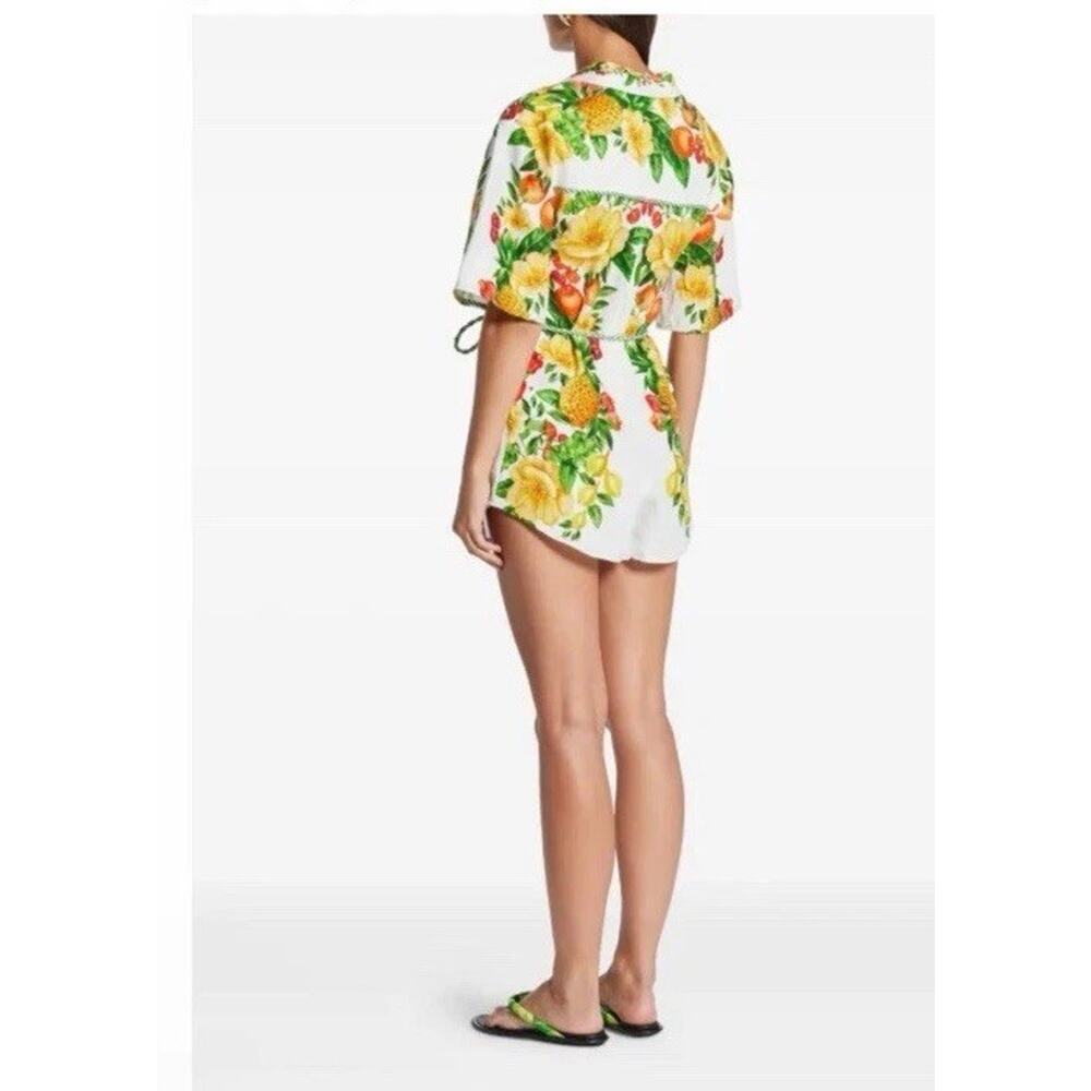 FARM Rio floral-print belted jumpsuit Linen Tropical Vacation Resort XS NEW $284 - Picture 3 of 16